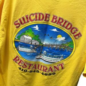 Men's Suicide Bridge Restaurant Yellow Large Tshirt‎ Maryland Summer Boating